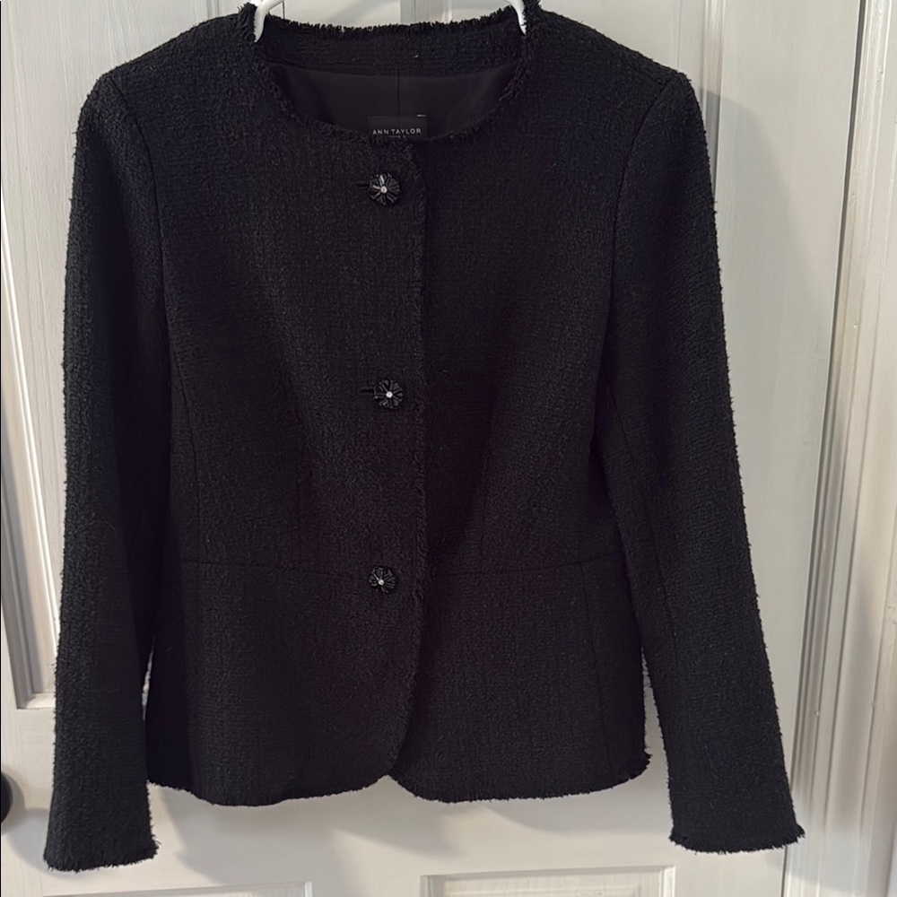 Ann Taylor Women's Tweed Jacket in Black